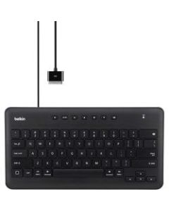 Belkin Secure Wired Keyboard for iPad with 30-Pin Connector - Cable Connectivity - Docking Port Interface Multimedia Hot Key(s) - English (US) - QWERTY Layout - Tablet - iOS