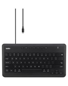Belkin Secure Wired Keyboard for iPad with Lightning Connector - Cable Connectivity - Lightning Interface Multimedia Hot Key(s) - English (US) - QWERTY Layout - Tablet - Mac, iOS