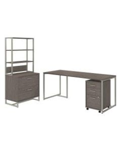 kathy ireland Office by Bush Business Furniture Method Table Desk with File Cabinets and Hutch, 72inW, Cocoa, Premium Installation