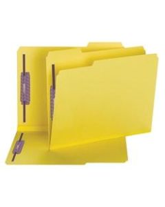 Smead Color Pressboard Fastener Folders With SafeSHIELD Coated Fasteners, Letter Size, 1/3 Cut, 100% Recycled, Yellow, Box Of 25