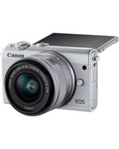 Canon EOS M100 24 Megapixel Mirrorless Camera with Lens - 15 mm - 45 mm - White - 3in Touchscreen LCD - 3x Optical Zoom - Optical (IS) - 6000 x 4000 Image - 1920 x 1080 Video - HD Movie Mode - Wireless LAN