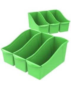 Storex Large Book Bins, Medium Size, Green, Pack Of 6 Bins