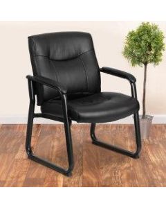 Flash Furniture Hercules Big And Tall Bonded LeatherSoft Low-Back Side Chair With Sled Base, Black