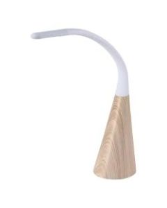Bostitch Wood Grain LED Desk Lamp With Silicone Neck, 12-1/8inH, White
