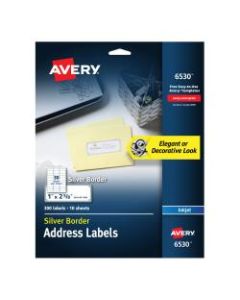 Avery Easy Peel Address Labels With Border, 1in x 2 5/8in, White/Silver, Pack Of 300 Labels