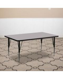 Flash Furniture 30ft"W Rectangular Height-Adjustable Activity Table With Short Legs, Gray
