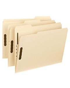 Smead WaterShed/CutLess Fastener Folder - Letter - 8 1/2in x 11in Sheet Size - 2 x 2K Fastener(s) - 1/3 Tab Cut - Assorted Position Tab Location - 11 pt. Folder Thickness - Manila - Recycled - 50 / Box