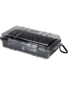 Pelican Micro Case 1060 with Clear Lid and Carabineer - 5.56in x 2.62in x 9.37in - Steel - Black