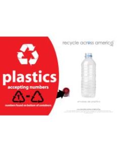 Recycle Across America Plastics With Number Standardized Recycling Label, PLASS#-5585, 5 1/2in x 8 1/2in, Red