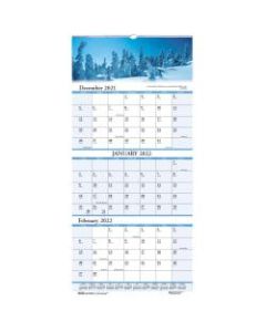 House of Doolittle Scenic 3-month Wall Calendar - Julian Dates - 1.2 Year - December 2021 till January 2023 - 3 Month Single Page Layout - 12 1/4in x 27in Sheet Size - 1.75in x 1.13in Block - Wire Bound - White - Paper - Full-Color Scenic Photos - 1 Each