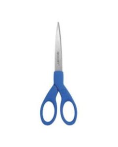 Westcott Preferred Student Scissors - 2.50in Cutting Length - 7in Overall Length - Straight-left/right - Stainless Steel - Pointed Tip - Blue - 1 Each