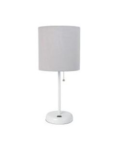 LimeLights Stick Lamp With USB Port, 19-1/2inH, Gray Shade/White Base