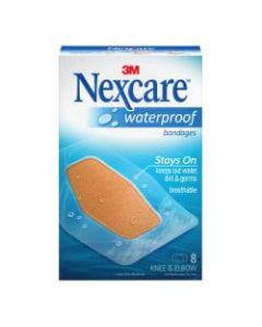 3M Nexcare Waterproof Bandages, 2 3/8in x 3 1/2in, Pack Of 8