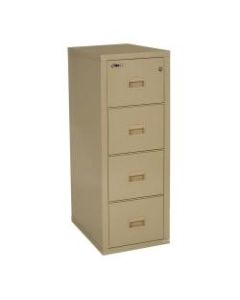 FireKing Turtle 22-1/8inD Vertical 4-Drawer Insulated Fireproof File Cabinet, Metal, Parchment, White Glove Delivery