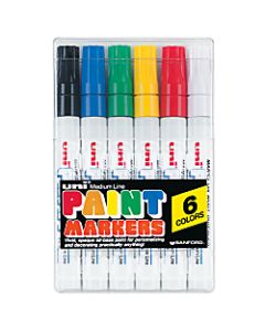 Uni-Paint Markers, Medium Point, Assorted Colors, Pack Of 6