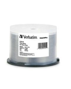 Verbatim DVD-R 4.7GB 16X DataLifePlus Shiny Silver Silk Screen Printable, Hub Printable - 50pk Spindle - 4.7GB - 50 Pack