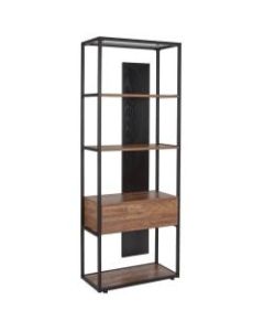 Flash Furniture 66inH 4-Shelf Bookcase With Drawer, Rustic