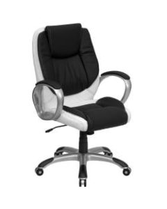 Flash Furniture Bonded LeatherSoft Mid-Back Swivel Chair, Black/White/Titanium