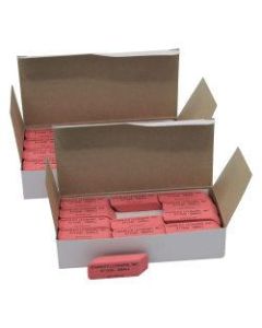 Charles Leonard Natural Rubber Wedge Erasers, Small, Pink, 24 Erasers Per Box, Pack Of 2 Boxes