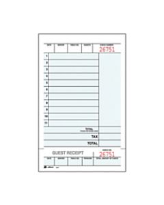 Adams Guest Check Books, 2-Part, 4 1/4in x 7 1/4in, 5 Pads Of 50 Sets Each (250 Guest Checks Total)
