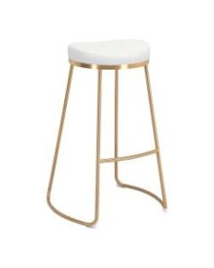 Zuo Modern Bree Barstools, White/Gold, Set Of 2