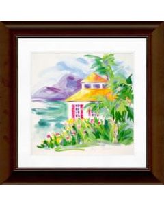Timeless Frames Katrina Framed Coastal Artwork, 12in x 12in, Brown, Caribbean Cottage I