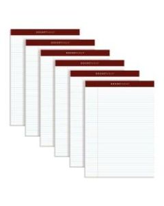 TOPS Docket Gold Perforated Writing Pads, 8 1/2in x 11 3/4in, Narrow Ruled, 50 Sheets, White, Pack Of 6 Pads