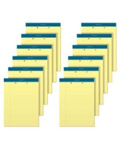 TOPS Docket Perforated Writing Tablets, 2-Hole Punched, 8 1/2in x 11in, Legal Ruled, 100 Pages (50 Sheets), Canary, Pack Of 12