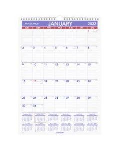 AT-A-GLANCE Monthly Wall Calendar, 12in x 17in, Purple/Red, January To December 2022, PM228