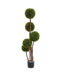 Nearly Natural 4ftH Artificial Boxwood Topiary Tree With Pot, Green/Black