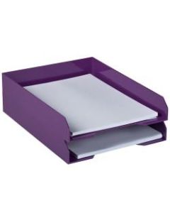 JAM Paper Stackable Paper Trays, 2inH x 9-3/4inW x 12-1/2inD, Purple, Pack Of 2 Trays