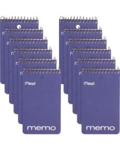 Mead Wirebound Memo Book - 60 Sheets - 120 Pages - Wire Bound - College Ruled - 3in x 5in - White Paper - Assorted Cover - Cardboard Cover - Stiff-back, Hole-punched - 12 / Pack