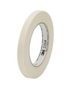 3M 2214 Masking Tape, 3in Core, 0.5in x 180ft, Natural, Case Of 12