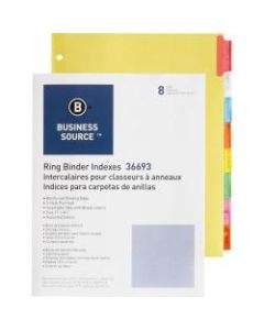 Business Source Insertable Tab Ring Binder Indexes - 8 Blank Tab(s)1.50in Tab Width - 8.5in Divider Width x 11in Divider Length - Letter - 3 Hole Punched - Multicolor Tab(s) - 400 / Box