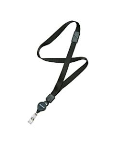 SKILCRAFT Neck Lanyard With Retractable ID Card Reel, Black, Pack Of 12 (AbilityOne 8455-01-613-0199)