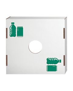 Bankers Box Waste And Recycling Bin Lids, Bottles/Cans, 18 1/4in x 18 1/4in x 6in, 60% Recycled, White/Green, Pack Of 10