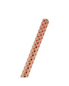 JAM Paper Wrapping Paper, Polka Dot, 25 Sq Ft, Kraft Brown & Red