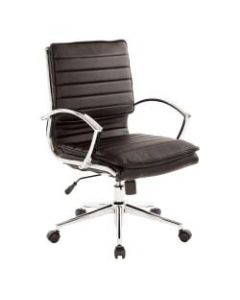 Office Star Pro-Line II SPX Bonded Leather Mid-Back Chair, Black/Chrome