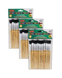 Charles Leonard Easel Paint Brushes, Flat Tip, Natural Handle, 12 Brushes Per Pack, Case Of 3 Packs