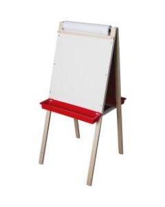 Flipside Non-Magnetic Dry-Erase Whiteboard/Paper Roll Childs Easel, 44in x 24in, Wood Frame With Pine Finish