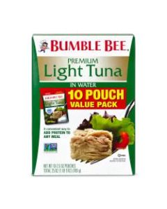 Bumble Bee Premium Light Tuna In Water Pouches, 2.5 Oz, Pack Of 10 Pouches