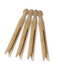 Honey-Can-Do Round Wooden Clothespins, 4 3/8inH x 1/2inW x 1/2inD, Natural, Pack Of 100