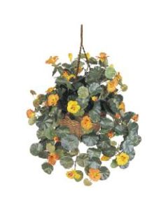 Nearly Natural 22inH Silk Nasturtium With Hanging Basket, Gold