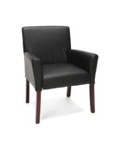 Essentials By OFM Armed Bonded Leather Guest Chair, Black