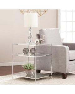Southern Enterprises Knox Glam Mirrored Side Table, Rectangular, Clear/Chrome
