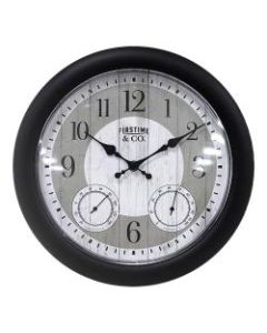 FirsTime & Co. Summer Cottage Outdoor Wall Clock, Satin Black