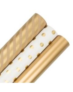 JAM Paper Wrapping Paper, Gold Assortment, 25 Sq Ft, Pack of 3 Rolls