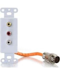 C2G RapidRun Composite Video + RCA Stereo Audio Decorative Style Wall Plate - White - White - 3 x RCA Port(s)