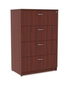 Lorell Essentials 36inW Lateral 4-Drawer File Cabinet, Mahogany