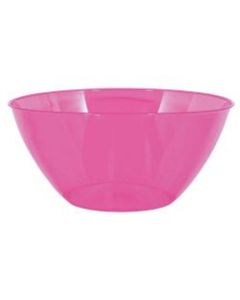 Amscan 2-Quart Plastic Bowls, 3-3/4in x 8-1/2in, Bright Pink, Set Of 8 Bowls